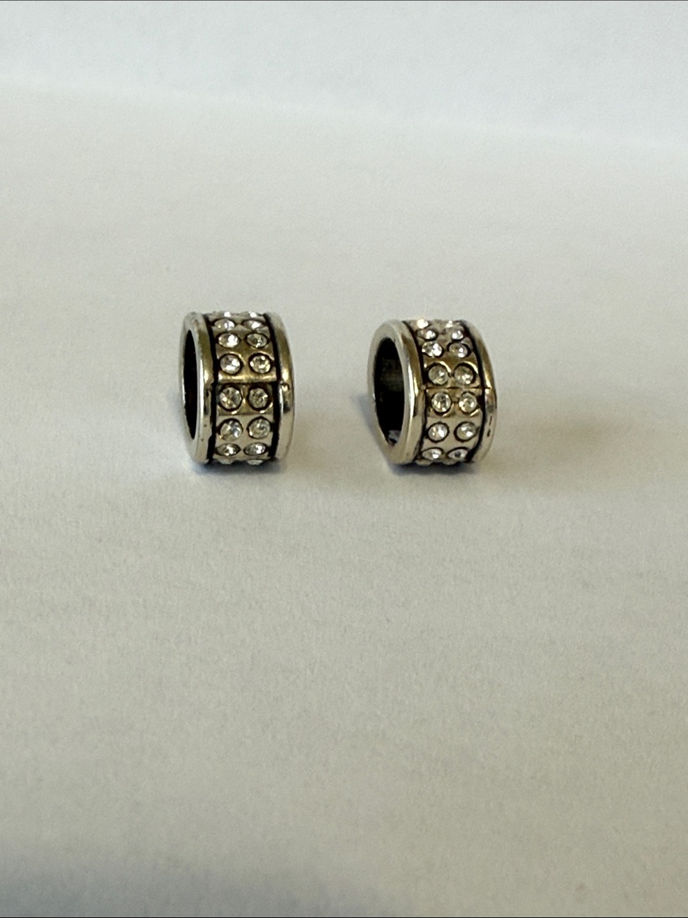Brighton Sterling-Style Silver Crystal Spacer Beads - Set of 2